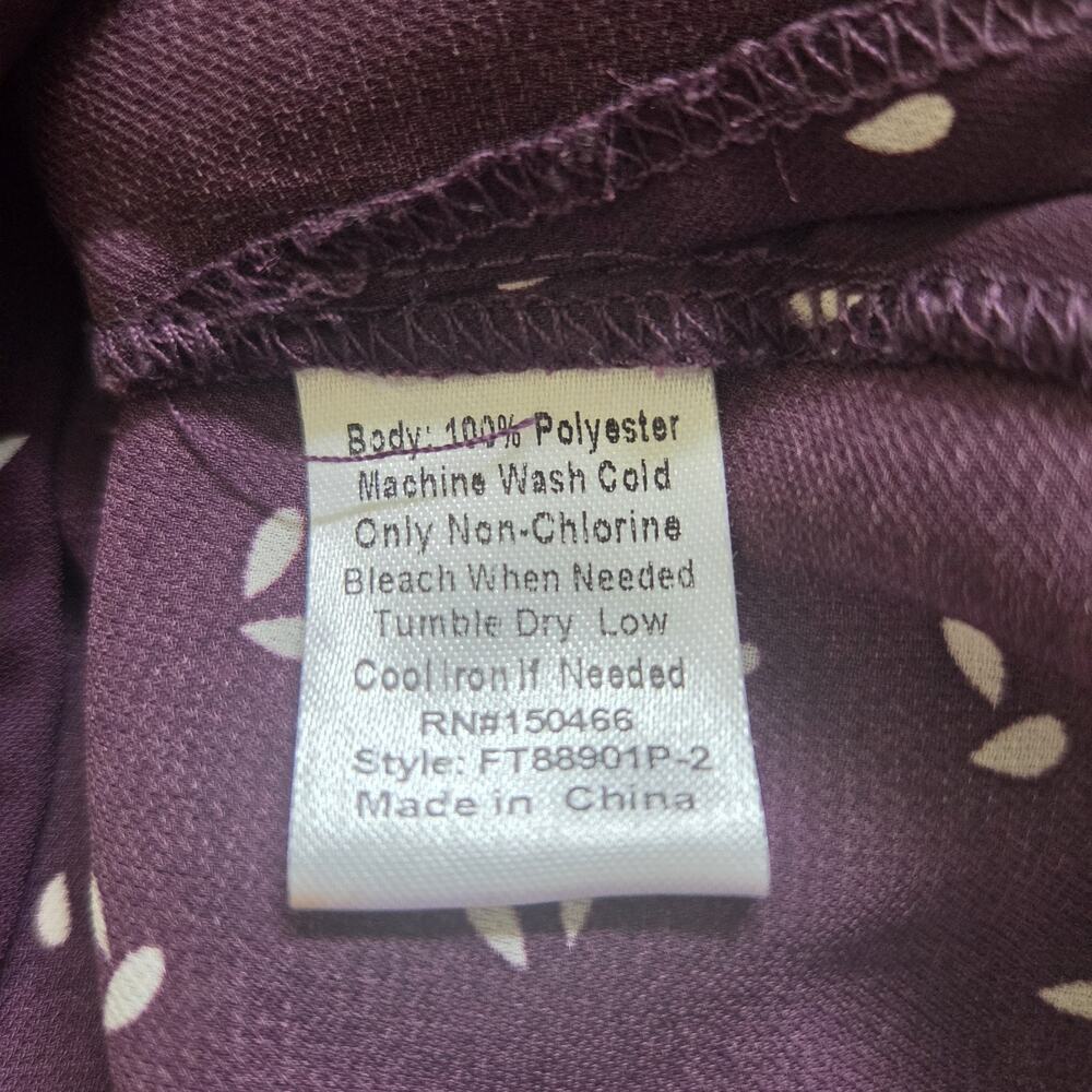 Monday Fun Plum Speckled SS Smocked Shoulders Split Neck Blouse Women's Plus 1X - Picture 12 of 12
